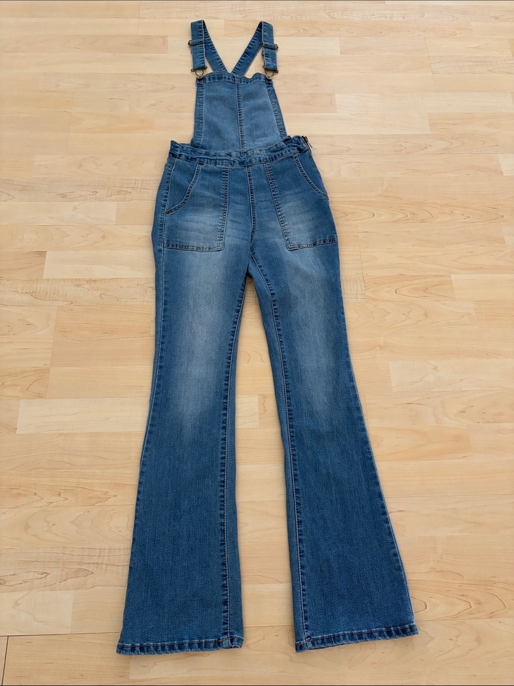 WallFlower Denim Flare Leg Overalls Blue Size Small Y2K Boho